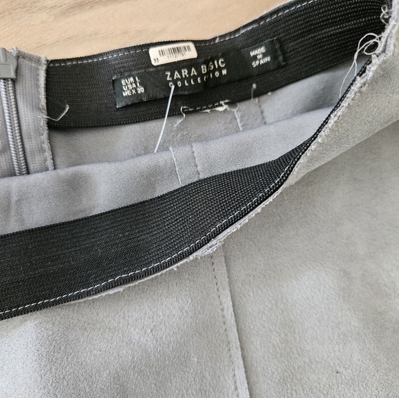 Zara A Line Midi suede grey skirt large - Picture 5 of 6
